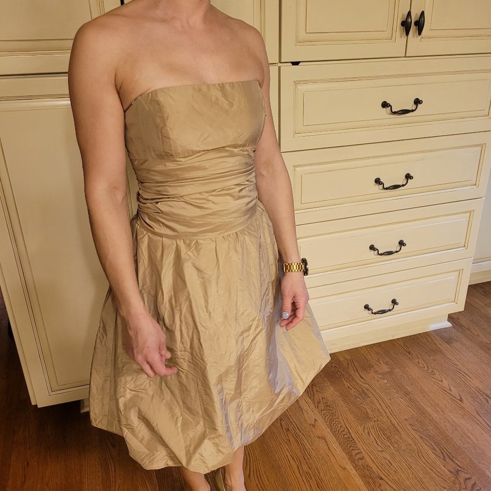 Strapless Iridescent Satin Bubble Dress